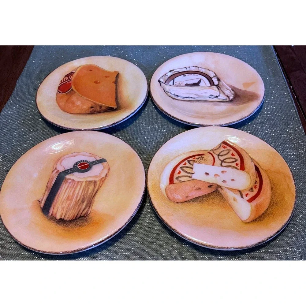 Williams Sonoma Set of 4 Fromage Cheese Appetizer Plates Made in Italy